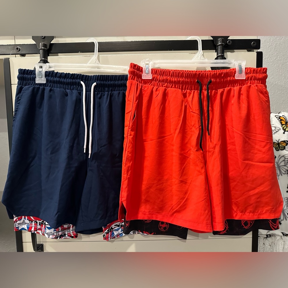 Like New Lot of 2 Marvel Layered Shorts CAPTAIN AMERICA & SPIDER-MAN Size Large
